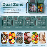 Dual Zone 12V  42QT Car Refrigerator for Vehicles Camping Travel Truck RV Boat Outdoor and Home Use-Green - Color: Green