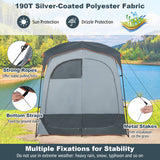 2 Room Oversize Privacy Shower Tent with Removable Rain Fly and Inside Pocket-Gray