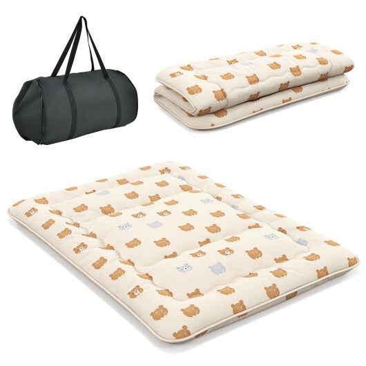 Foldable Futon Mattress with Washable Cover and Carry Bag for Camping-Queen Size - Color: Brown - Size: Queen Size