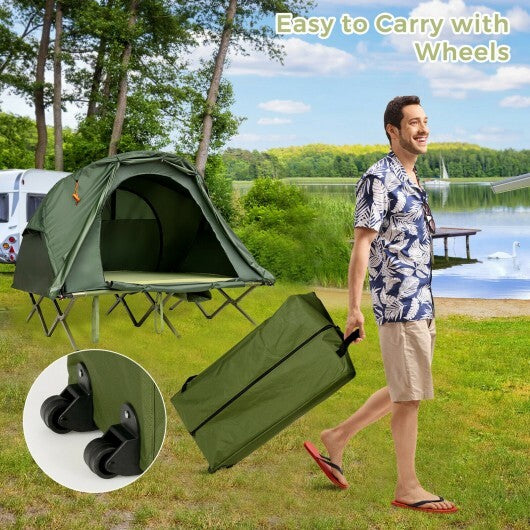 2-Person Outdoor Camping Tent with External Cover-Green