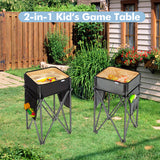 2 Pieces Folding Camping Tables with Large Capacity Storage Sink for Picnic - Color: Black