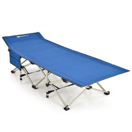 Wide Foldable Camping Cot with Carry Bag - Color: Blue