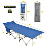 Wide Foldable Camping Cot with Carry Bag - Color: Blue