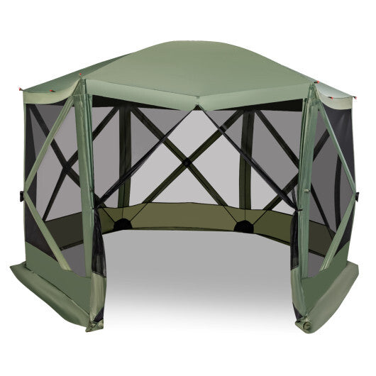 Pop-up Screen House Tent with Portable Carrying Bag-11.5 X 11.5 FT  - Color: Green