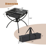 3-in-1 Camping Campfire Grill with Stainless Steel Grills Carrying Bag & Gloves-Black - Color: Black