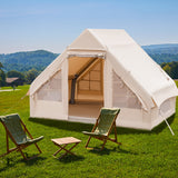 Inflatable Camping Tent 2/4/6 People Glamping Tent for Family Camping with Pump-Beige - Color: Beige