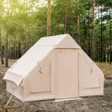 Inflatable Camping Tent 2/4/6 People Glamping Tent for Family Camping with Pump-Beige - Color: Beige