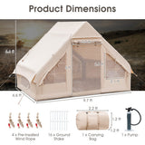 Inflatable Camping Tent 2/4/6 People Glamping Tent for Family Camping with Pump-Beige - Color: Beige