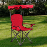 Portable Folding Beach Canopy Chair with Cup Holders- Color: Red