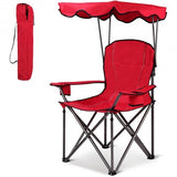 Portable Folding Beach Canopy Chair with Cup Holders- Color: Red