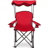 Portable Folding Beach Canopy Chair with Cup Holders- Color: Red