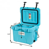 16 Quart 24-Can Capacity Portable Insulated Ice Cooler with 2 Cup Holders-Blue - Color: Blue