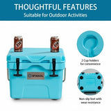 16 Quart 24-Can Capacity Portable Insulated Ice Cooler with 2 Cup Holders-Blue - Color: Blue