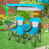 Portable Folding Camping Canopy Chairs with Cup Holder - Color: Blue