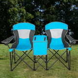 Portable Folding Camping Canopy Chairs with Cup Holder - Color: Blue