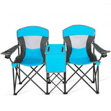 Portable Folding Camping Canopy Chairs with Cup Holder - Color: Blue