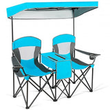 Portable Folding Camping Canopy Chairs with Cup Holder - Color: Blue