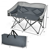 Folding Camping Chair with Bags and Padded Backrest-Gray - Color: Gray