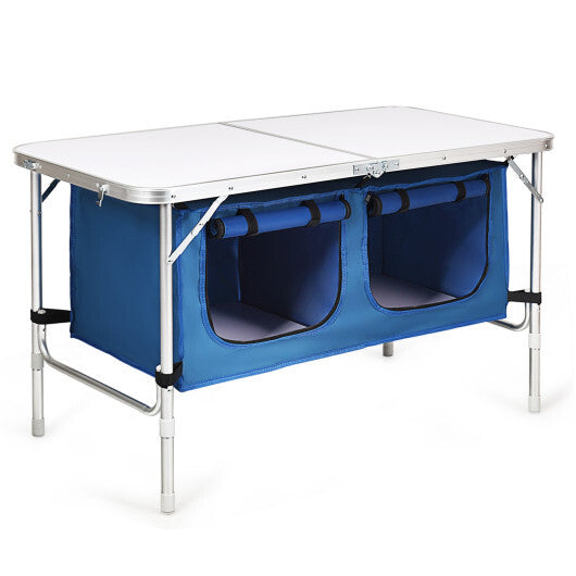 Folding Camping Table - Adjustable  Height - Color: Blue