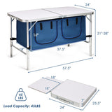 Folding Camping Table - Adjustable  Height - Color: Blue