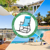 Lightweight Folding Rocking Chair for Camping with Footrest  - Color: Navy