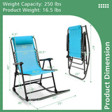 Lightweight Folding Rocking Chair for Camping with Footrest  - Color: Navy