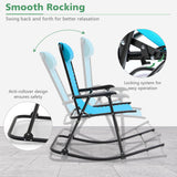 Lightweight Folding Rocking Chair for Camping with Footrest  - Color: Navy