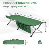 Folding Heavy-duty Camping Cot with Carry Bag - Color: Green