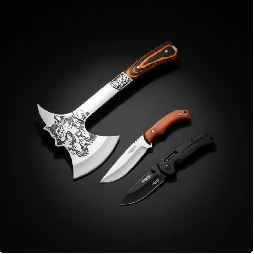Tactical Camping Hatchet with Solid Wood Handle – Chop, Split, and Get It Done