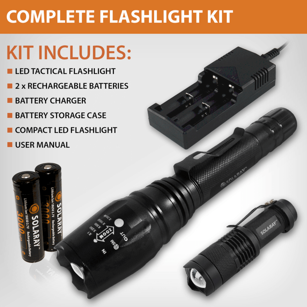 Solaray ZX-1XL 18650 LED Tactical Flashlight Kit-1