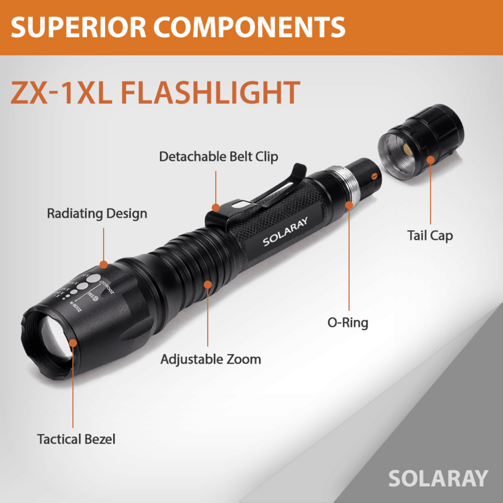 Solaray ZX-1XL 18650 LED Tactical Flashlight Kit-3