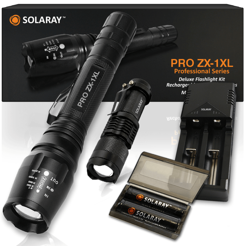 Solaray ZX-1XL 18650 LED Tactical Flashlight Kit-0